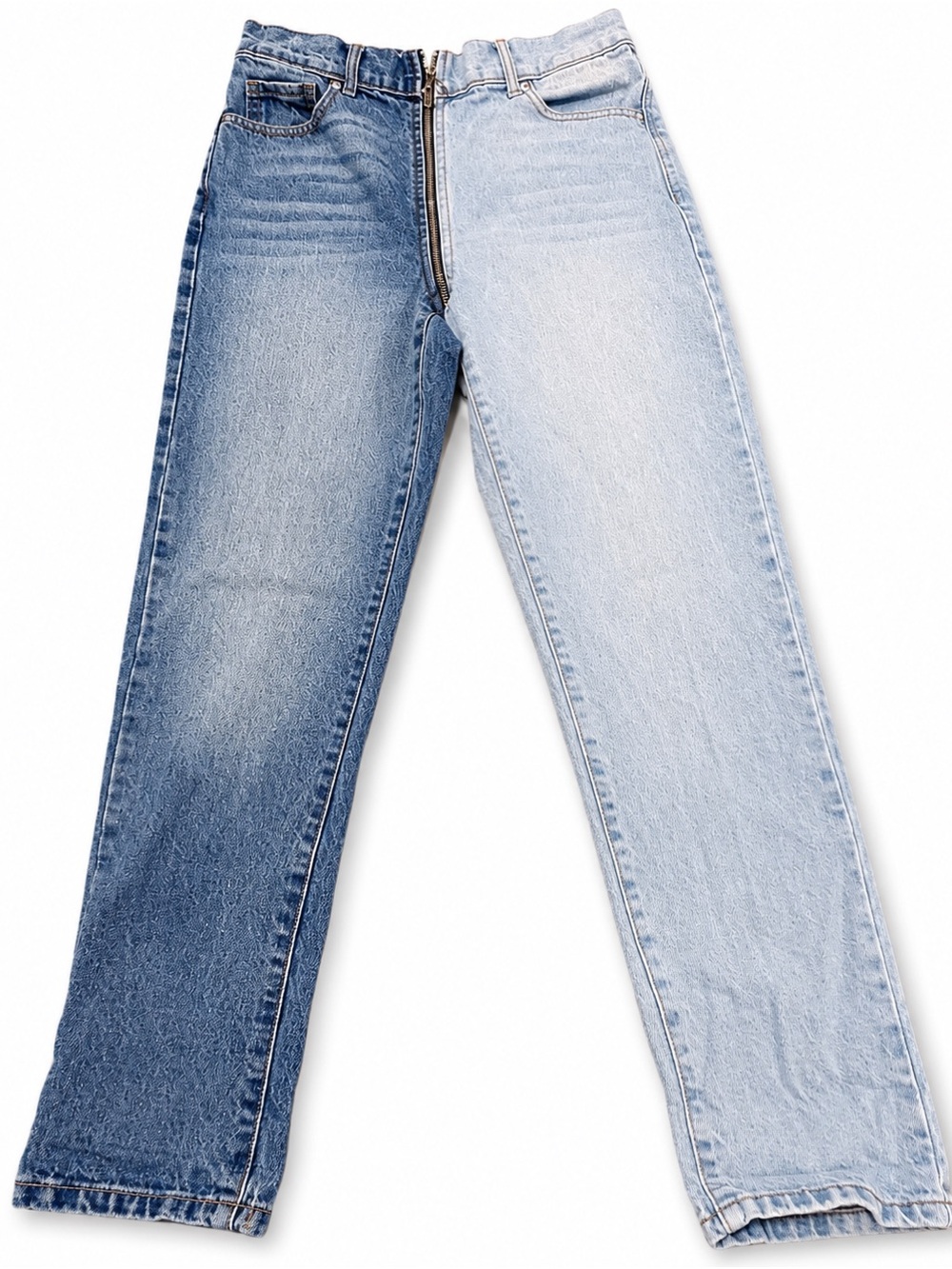 Revise Two-Tone Ying Yang Blue Denim Jeans - Casual Straight Fit Size 28
